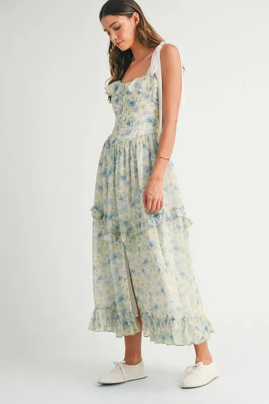 floral sleeveless midi dress