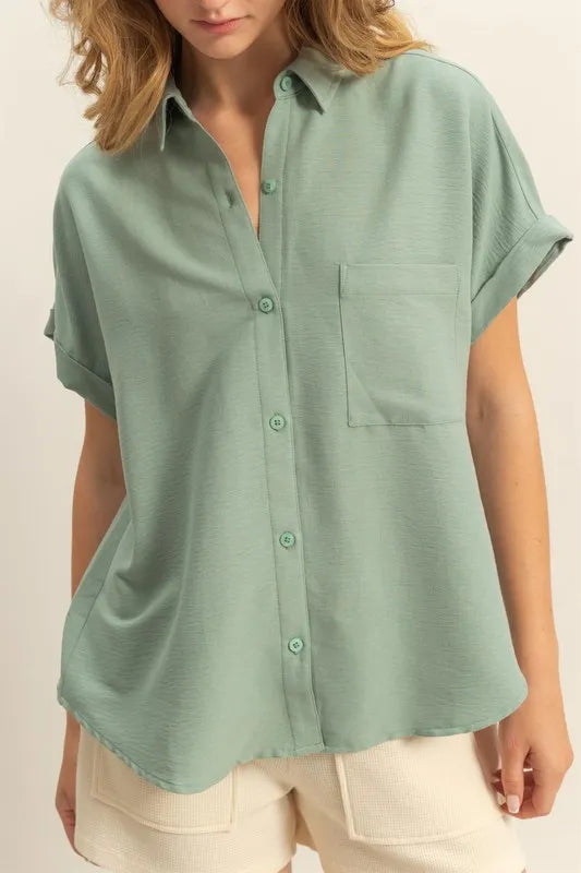 button down shirt women's short sleeve