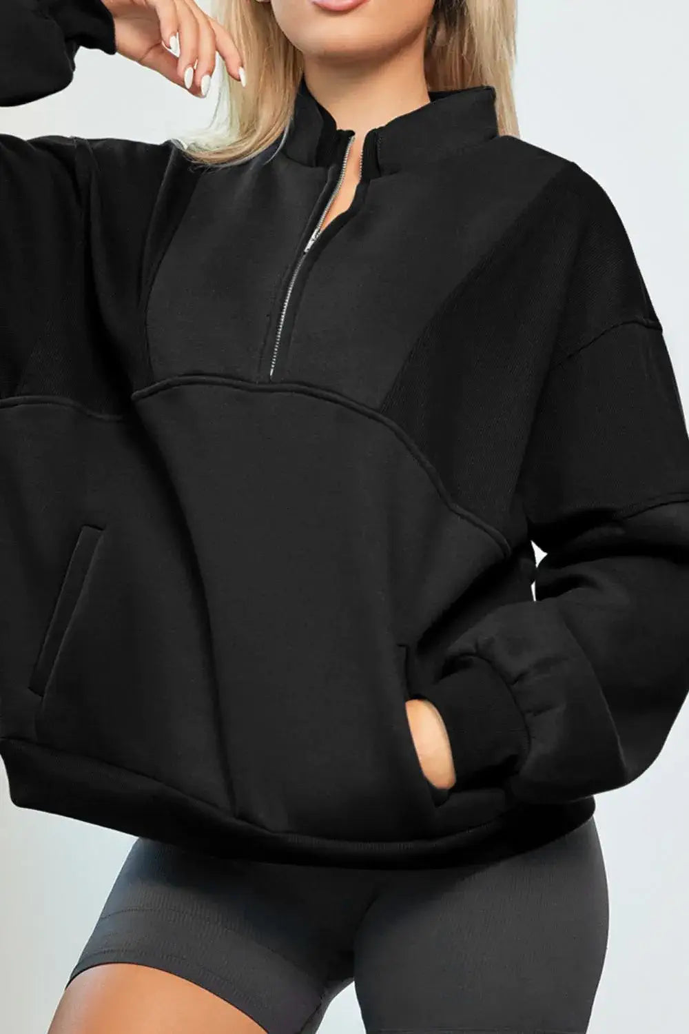 Half Zip Drop Shoulder Sweatshirt