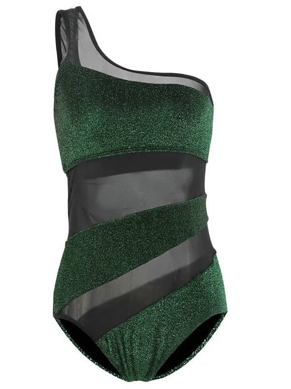 one piece one shoulder swimsuit Green