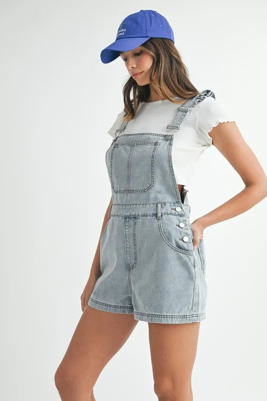 women's short denim overalls