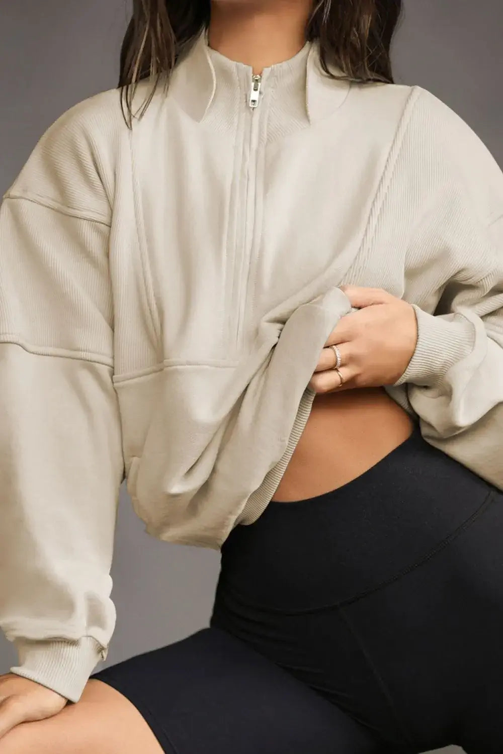 Half Zip Drop Shoulder Sweatshirt