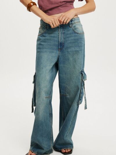 Wide Leg Cargo Jeans Women's