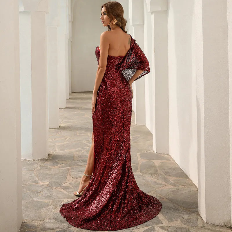 Women's Sequin One Shoulder Gown