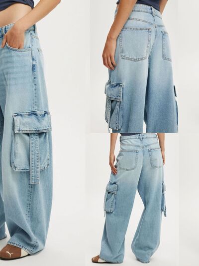 Wide Leg Cargo Jeans Women's