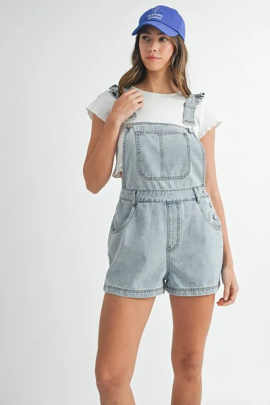 women's short denim overalls
