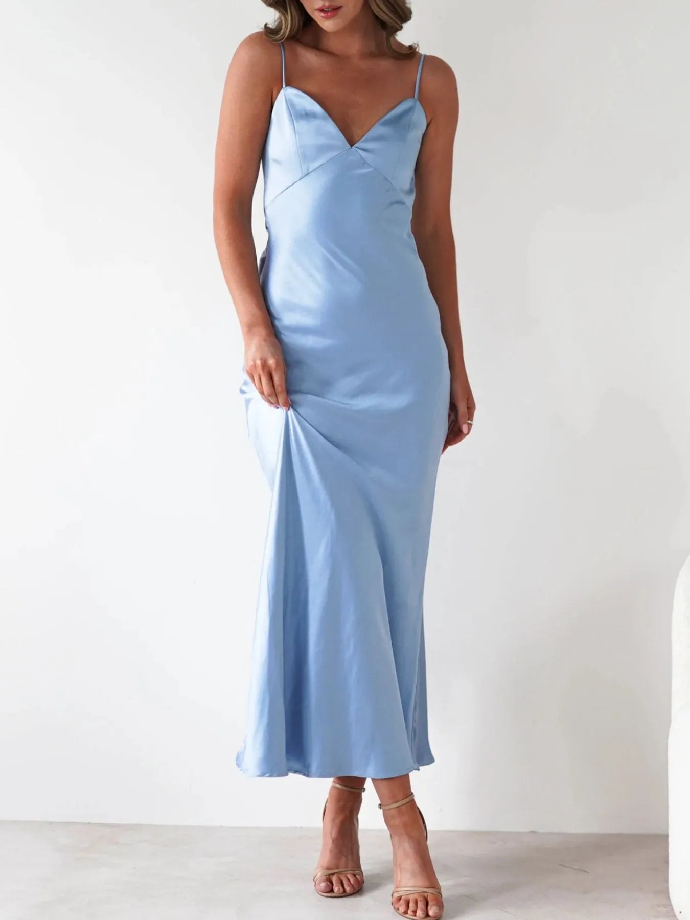 Satin Backless Maxi Dress