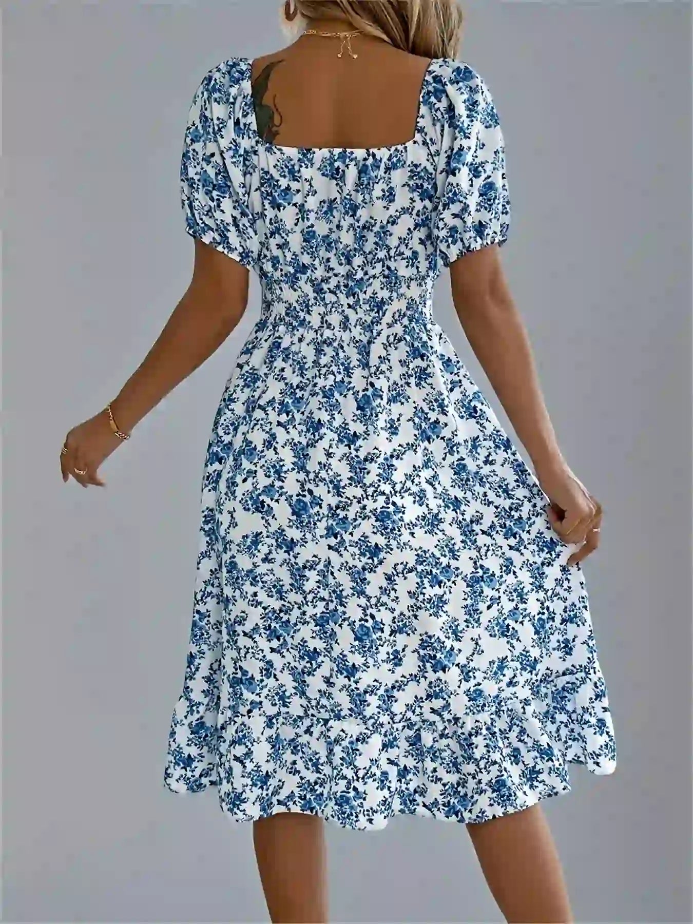 Short Sleeve Floral Midi Dress