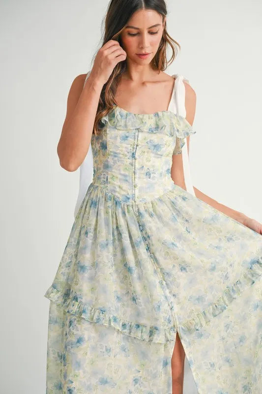 floral sleeveless midi dress