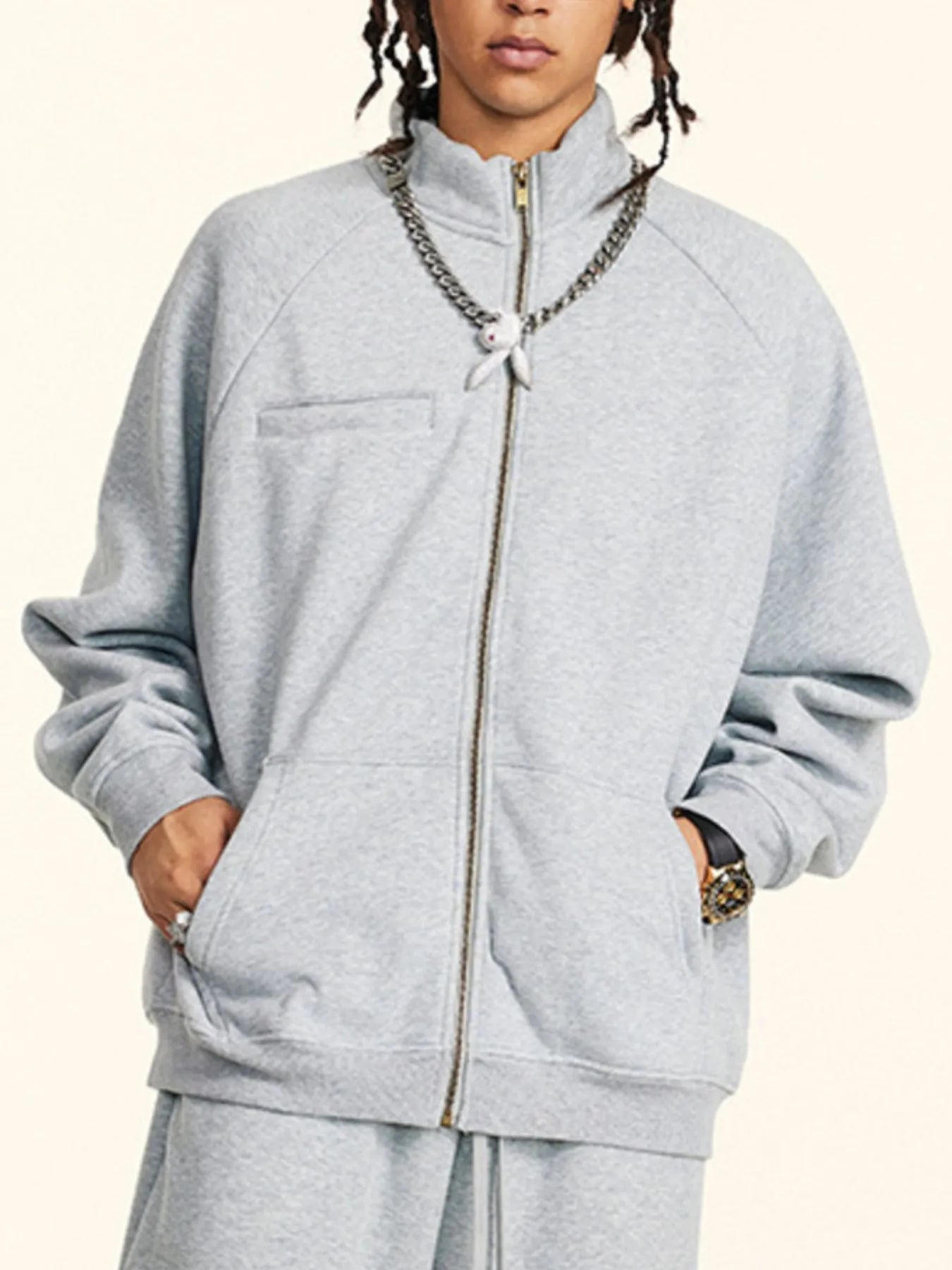 Men's Zippered Sweatshirt Without Hood