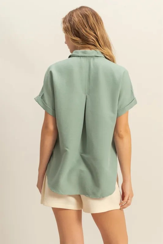 button down shirt women's short sleeve