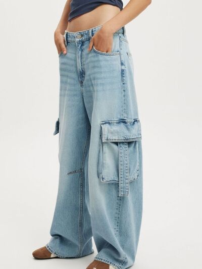 Wide Leg Cargo Jeans Women's