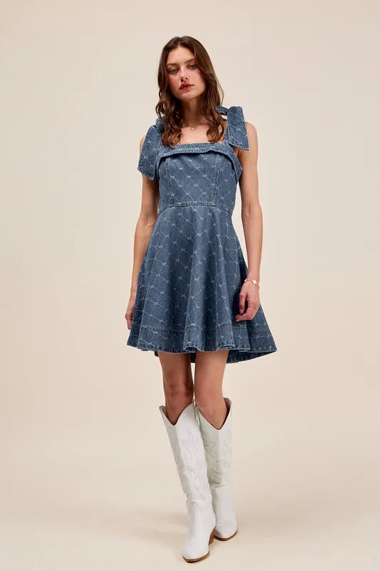 denim mini dress women