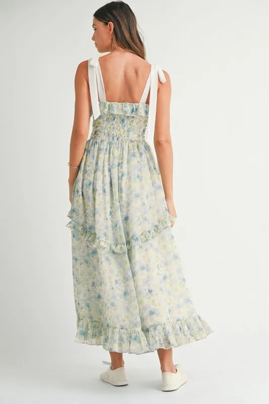 floral sleeveless midi dress