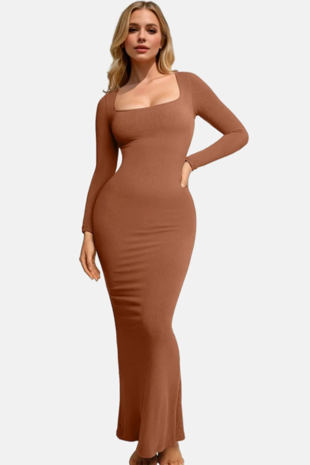 maxi dress with built in shapewear Caramel