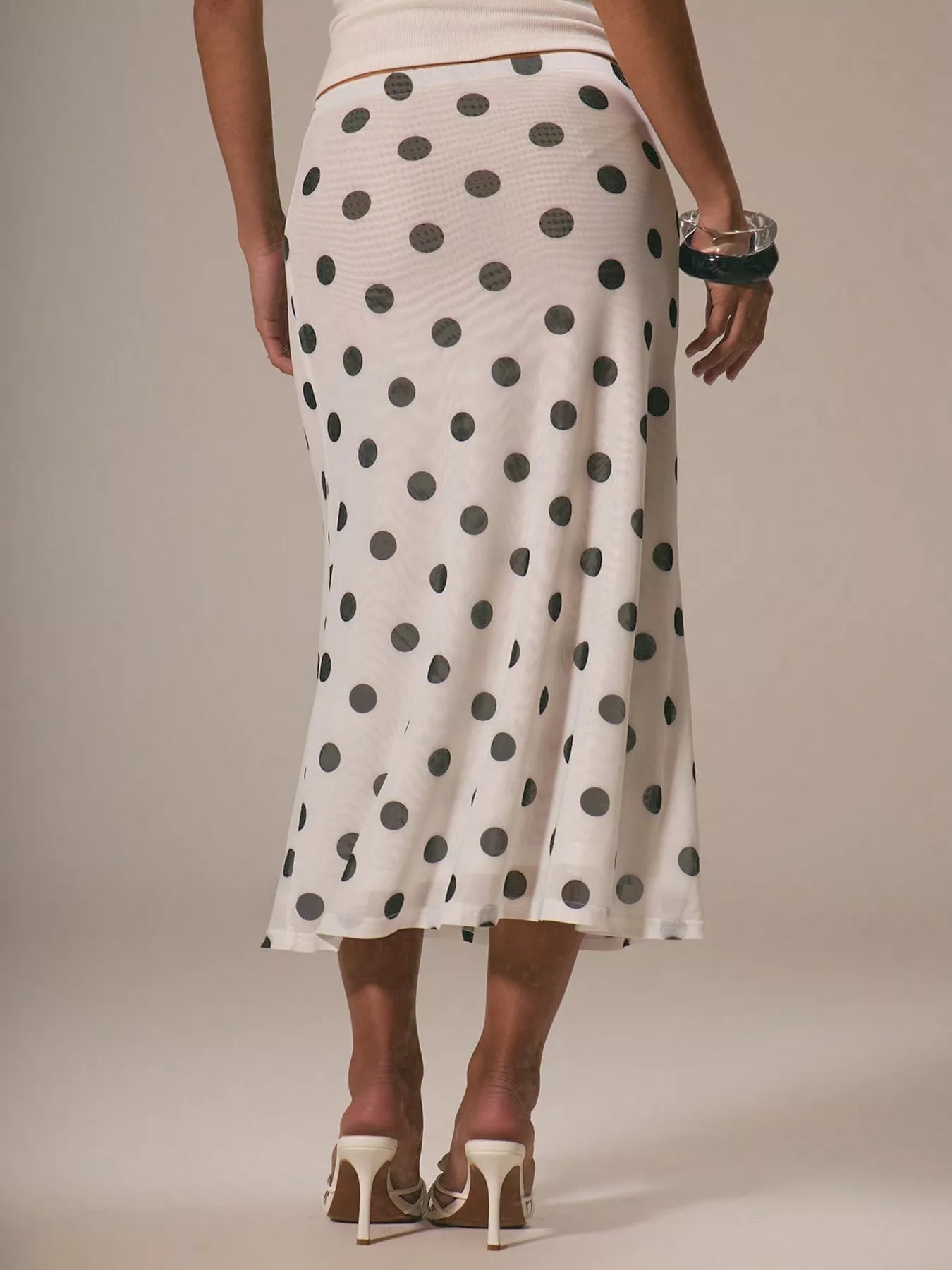 White Skirt With Black Polka Dots