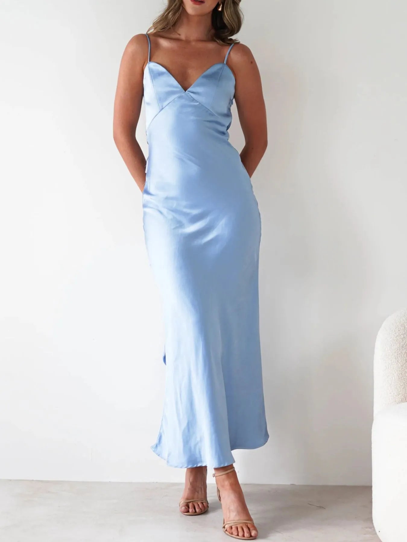 Satin Backless Maxi Dress