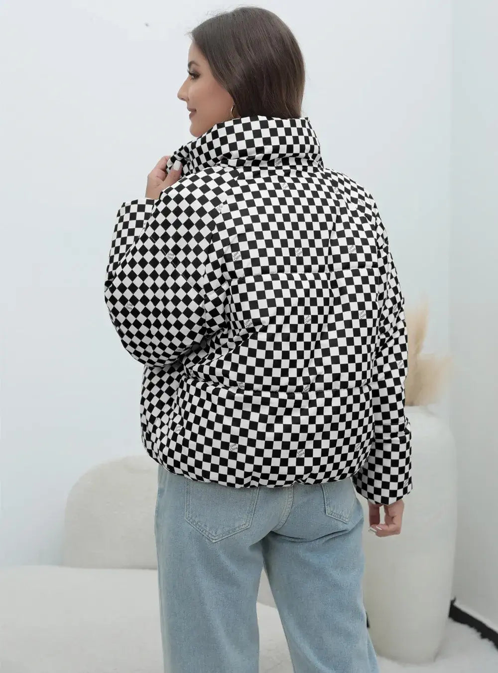 Women's Checkered Puffer Jacket