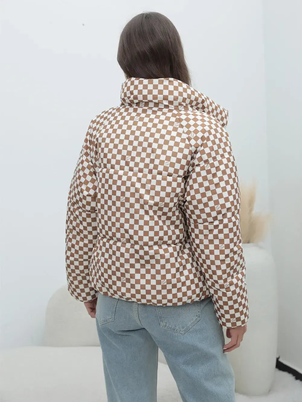 Women's Checkered Puffer Jacket