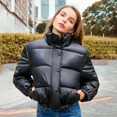 Faux Leather Quilted Jacket Women's