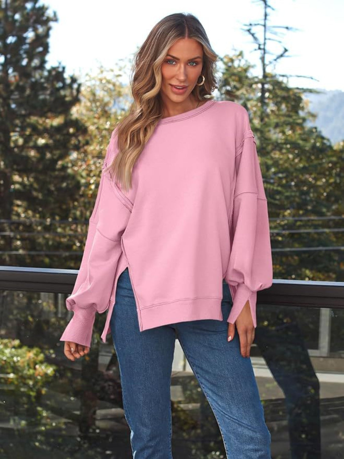 round neck sweatshirt Pink