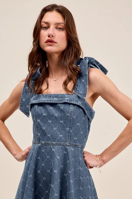 denim mini dress women