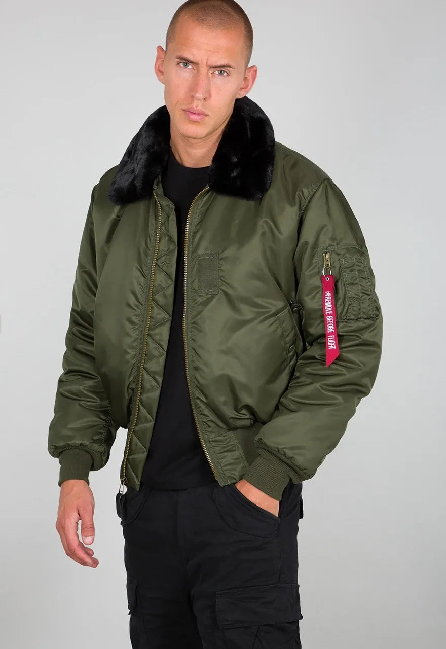 Mens Bomber Jacket With Faux Fur Collar