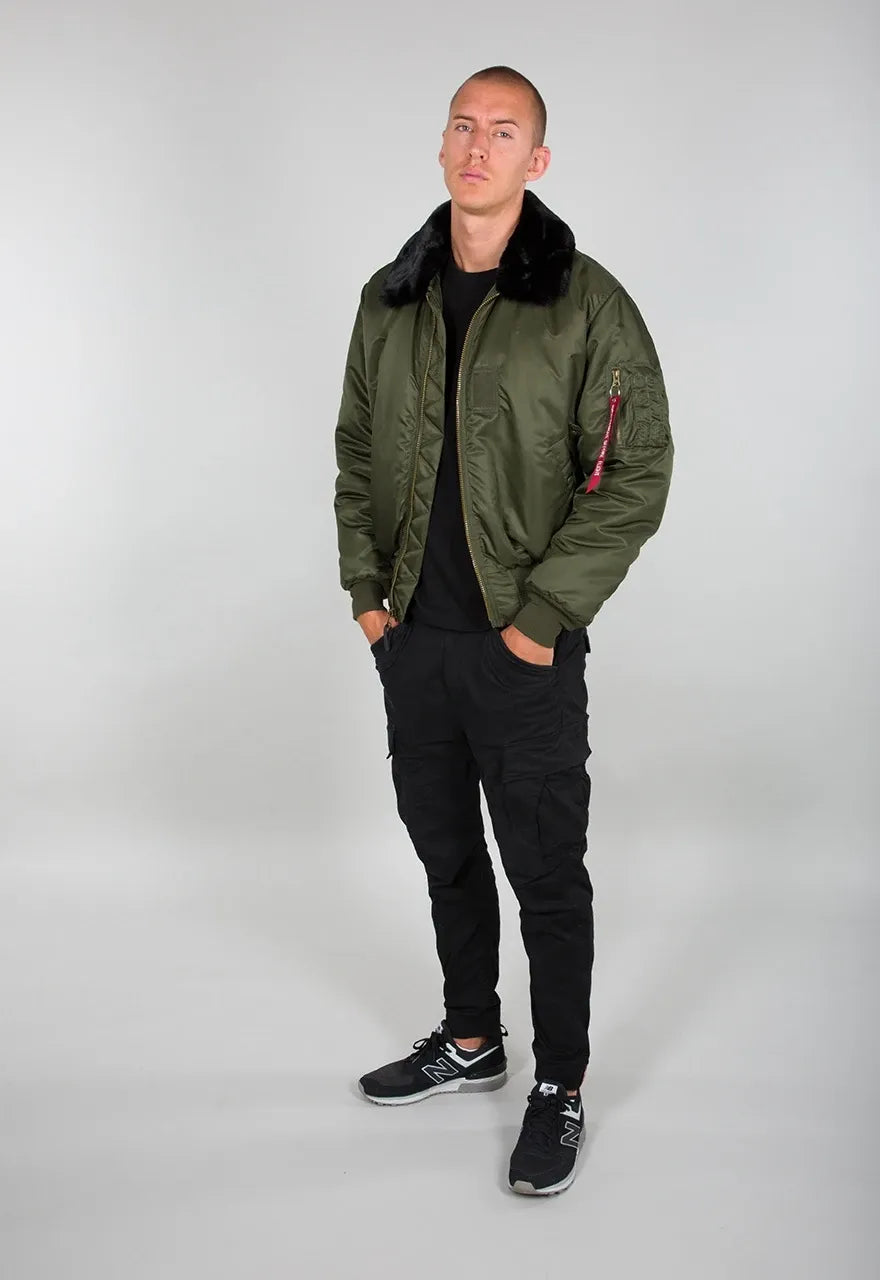 Mens Bomber Jacket With Faux Fur Collar