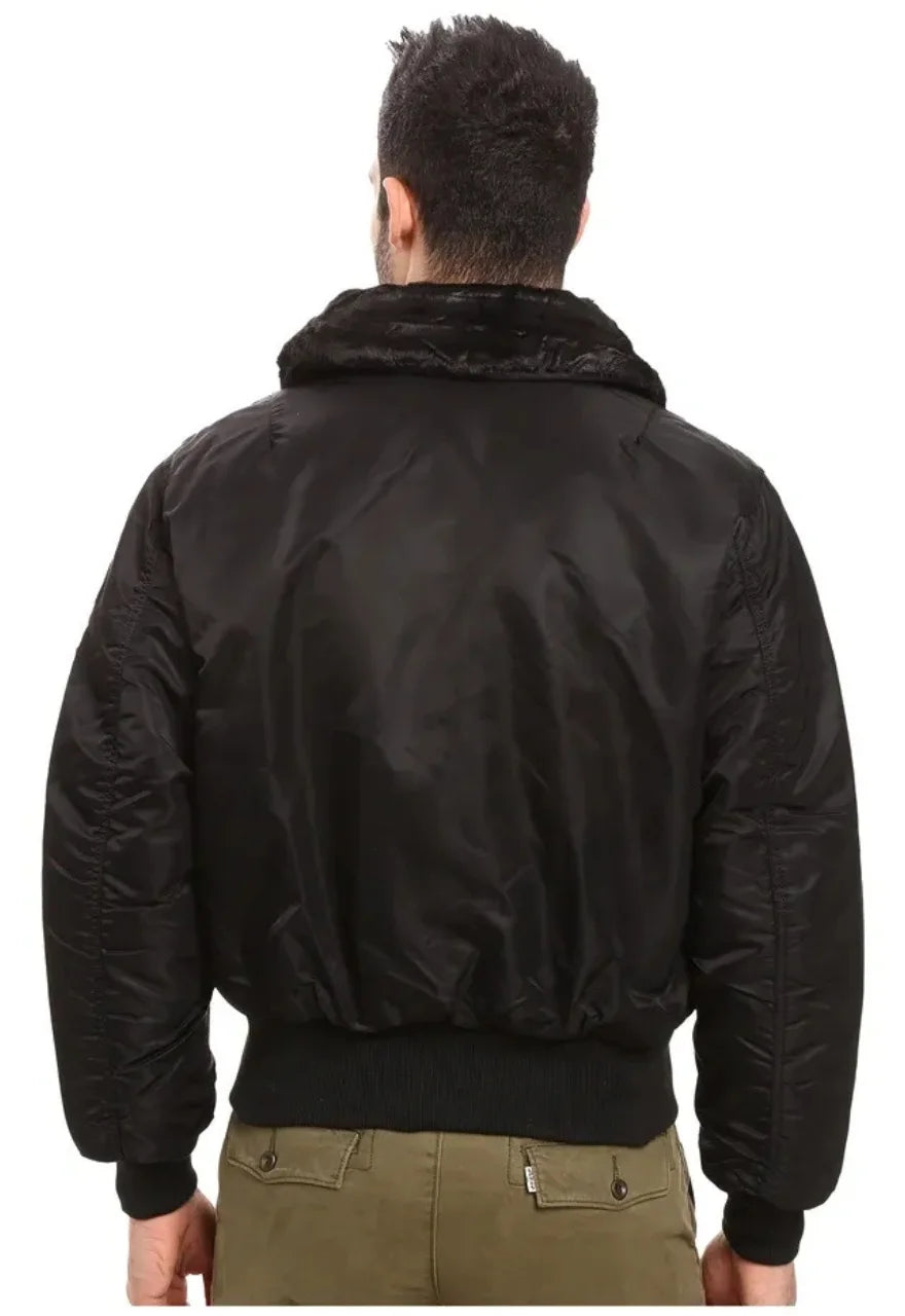 Mens Bomber Jacket With Faux Fur Collar