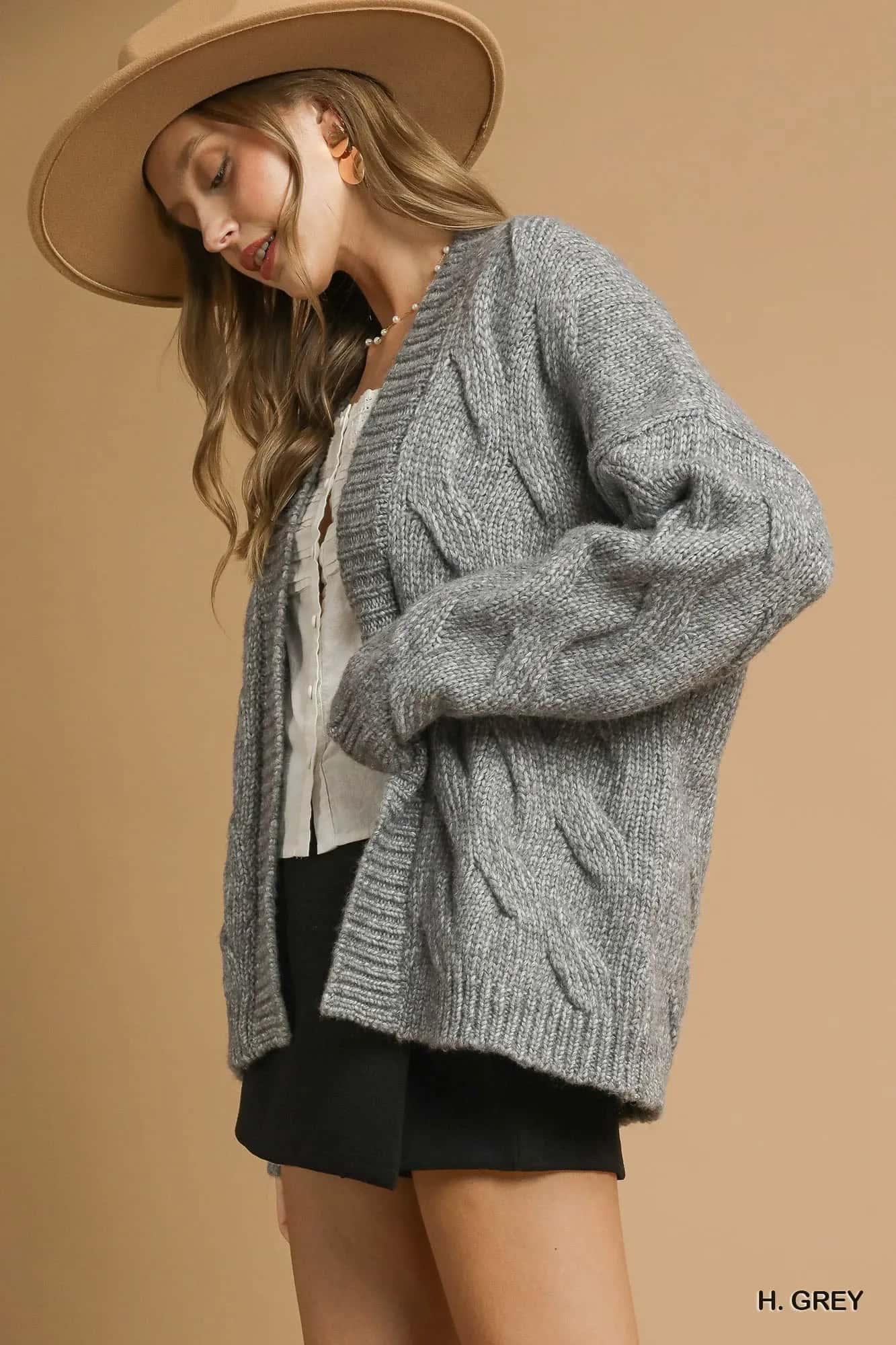 Chunky Cable Knit Cardigan Womens