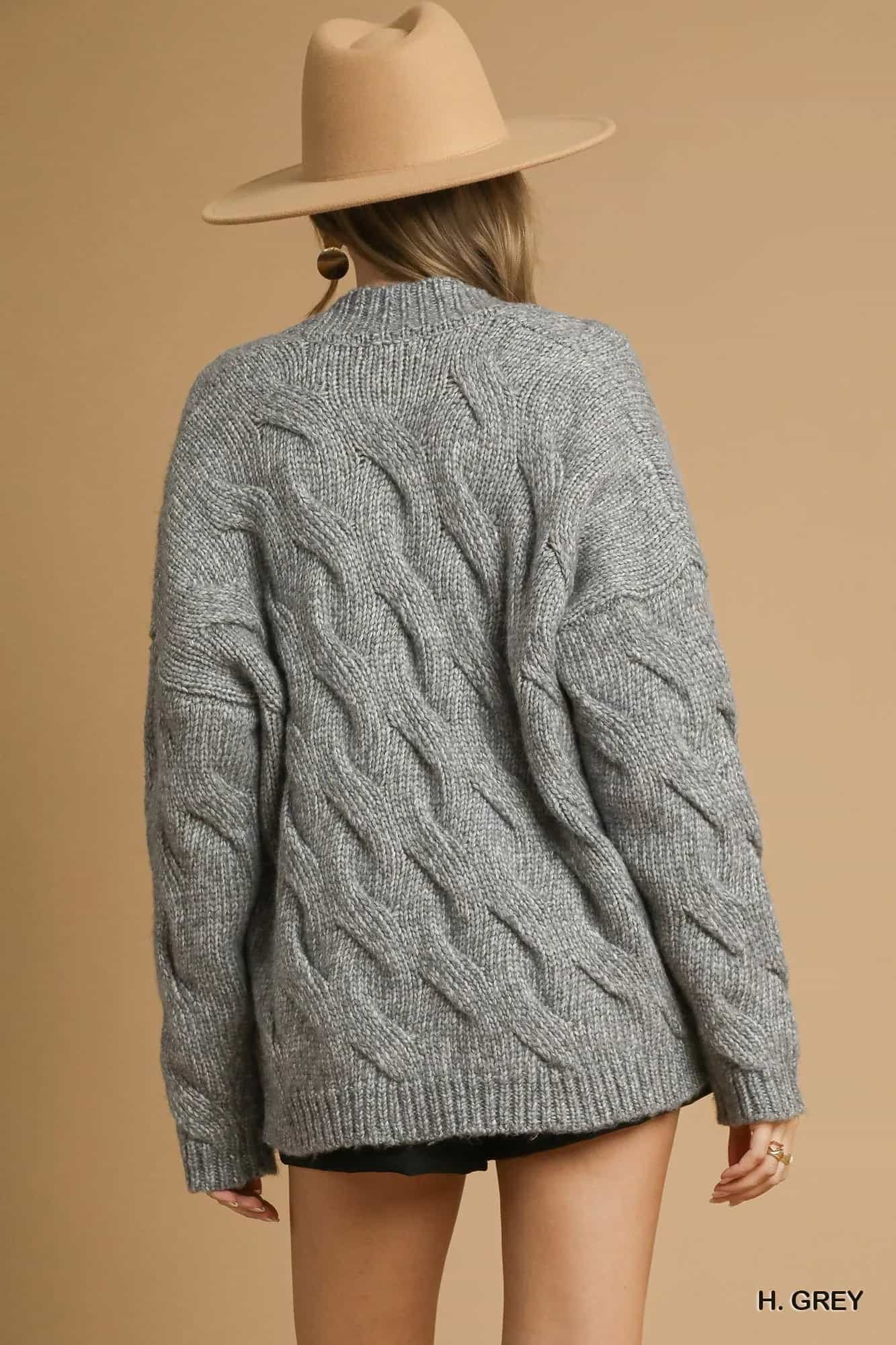 Chunky Cable Knit Cardigan Womens