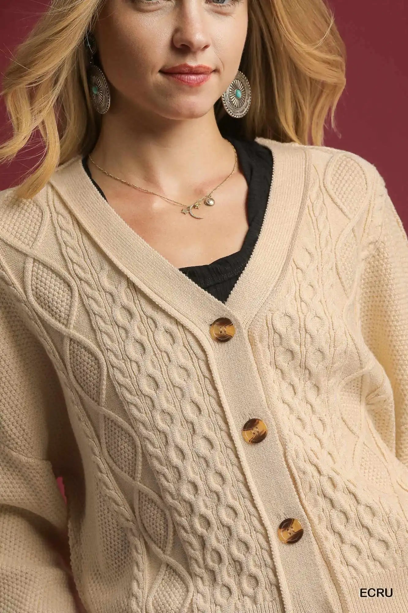Women's Chunky Cable Knit Cardigan 