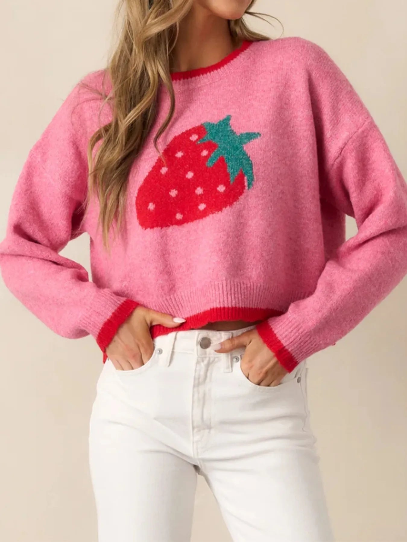 Women's Pink Strawberry Sweater 