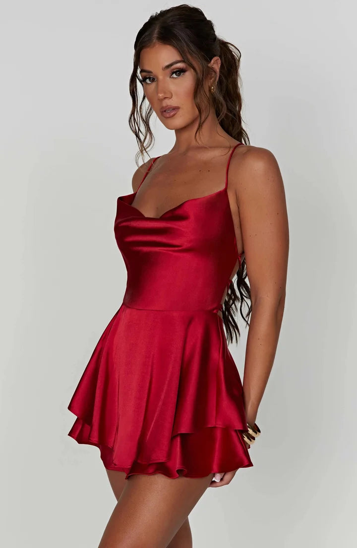 Backless Mini Satin Dress