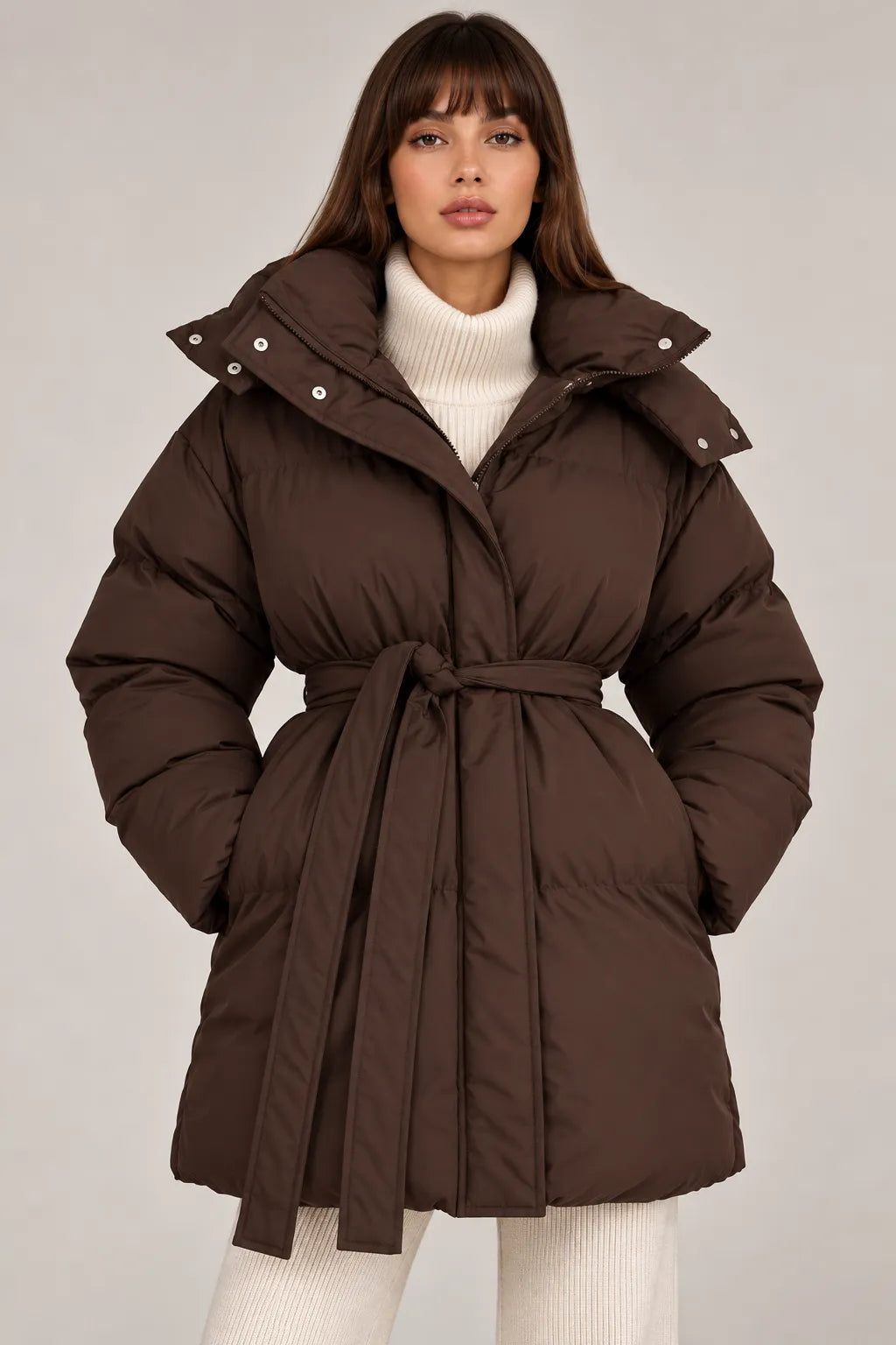 Women's Belted Puffer Jacket