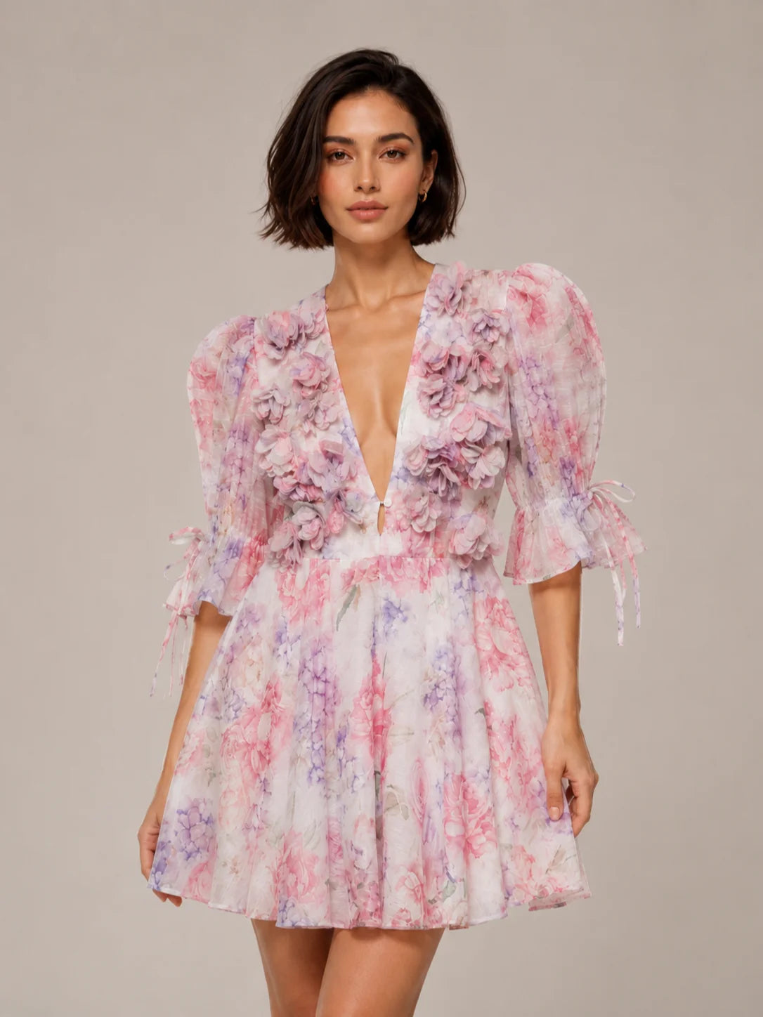 Floral Applique Mini Dress