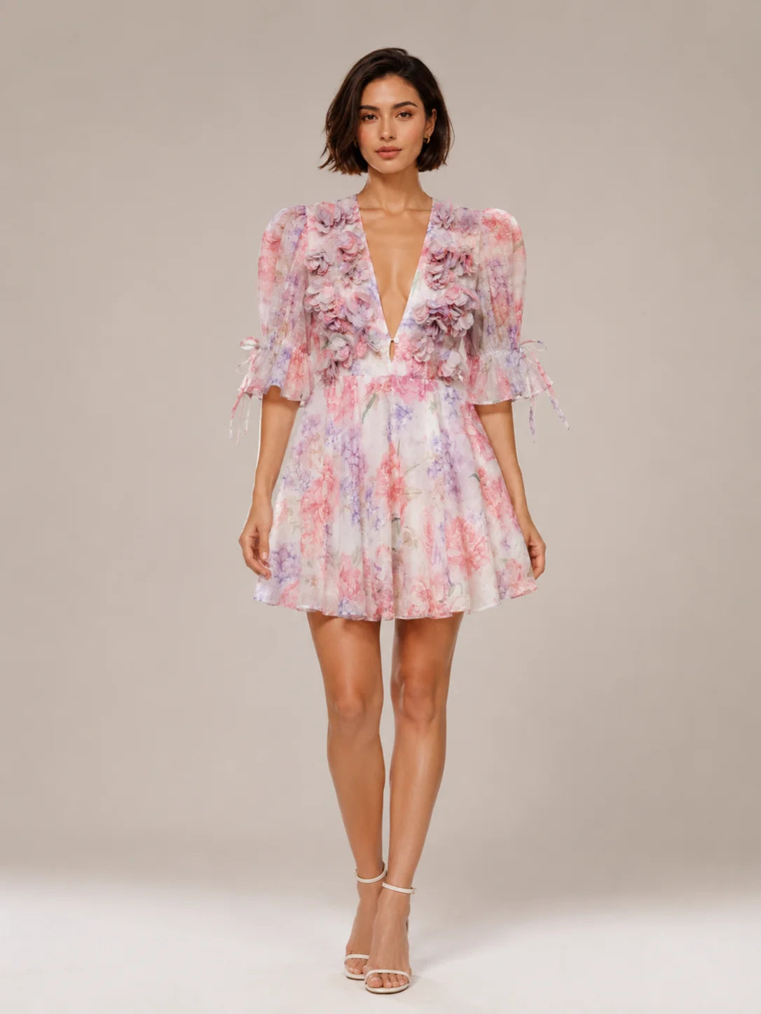 Floral Applique Mini Dress