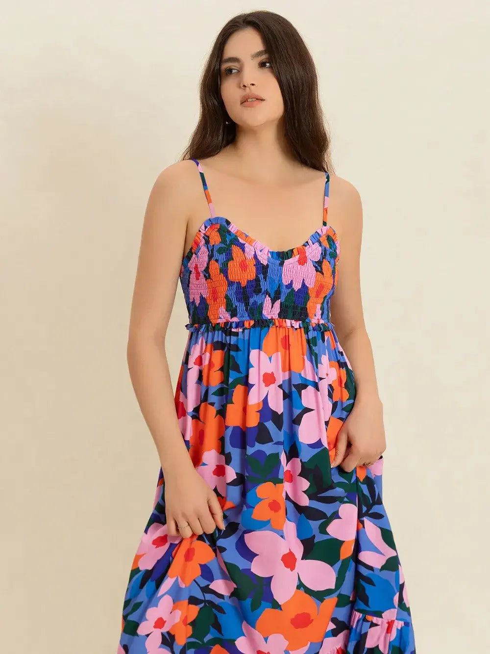 Floral Print Smocked Cami Dress