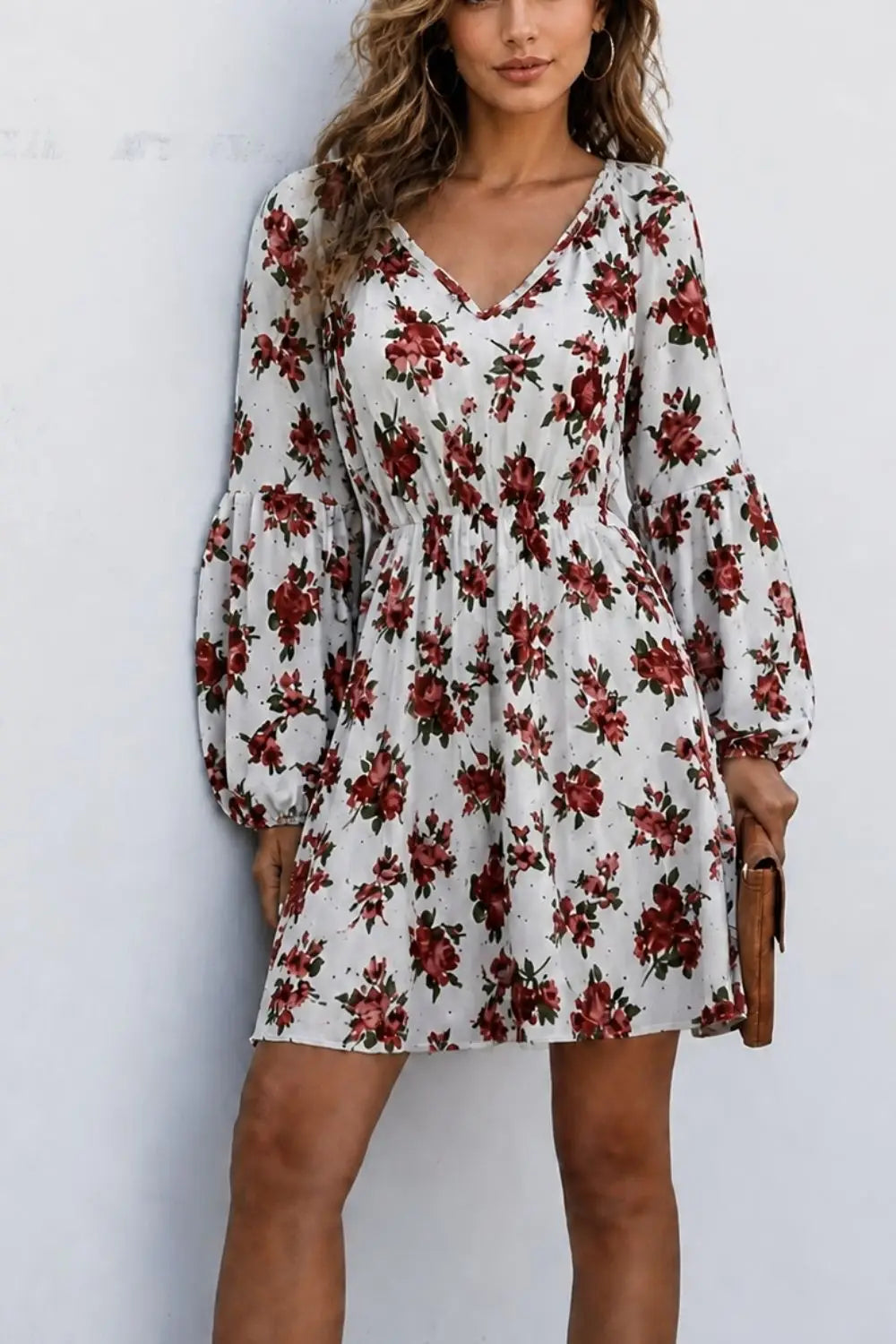 Floral Puff Sleeve Mini Dress