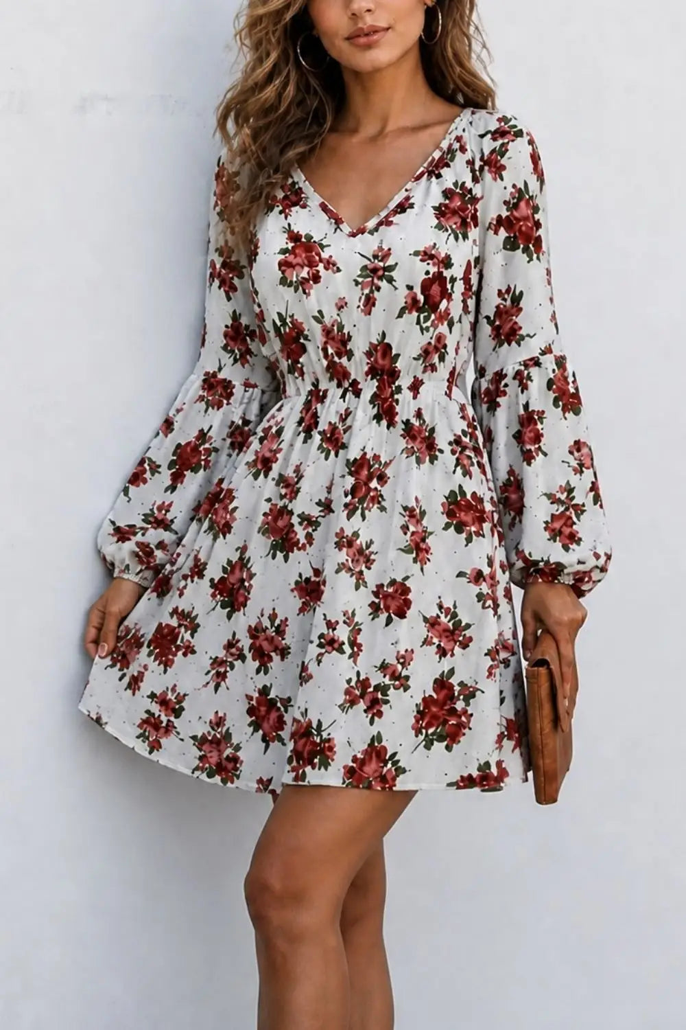 Floral Puff Sleeve Mini Dress