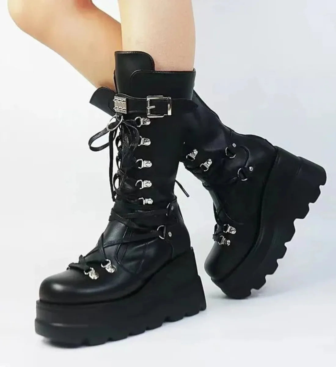 Women's Gothic Platform Boots Black