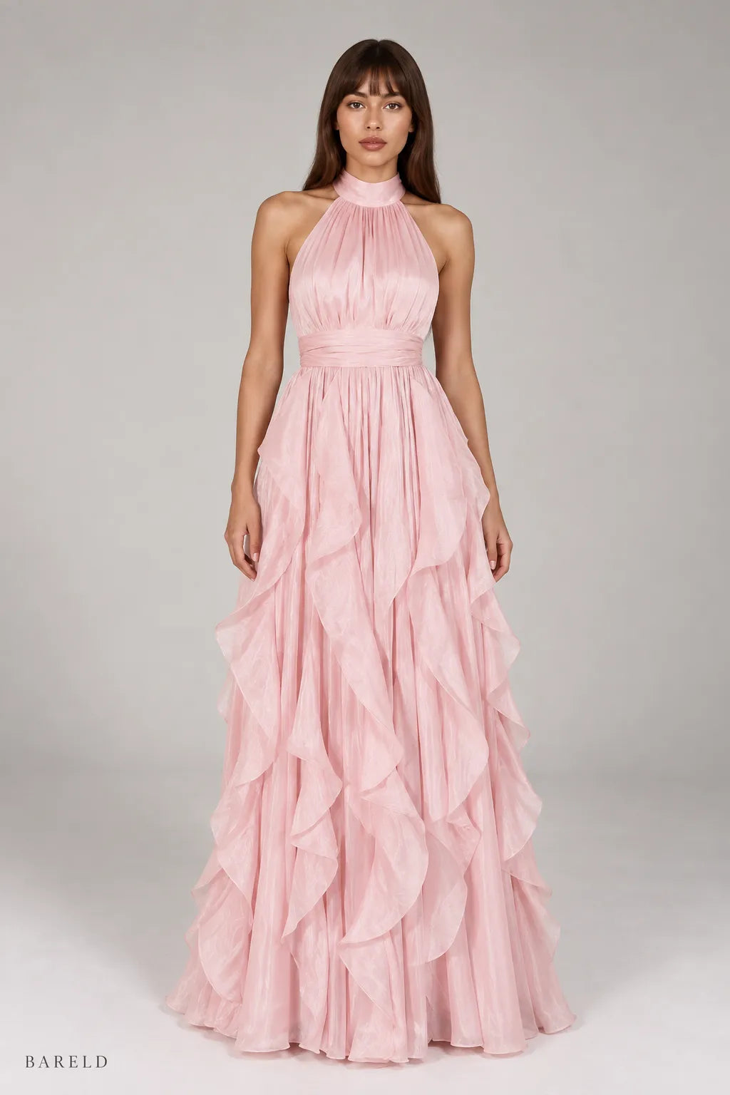 Halter Ruffle Maxi Dress