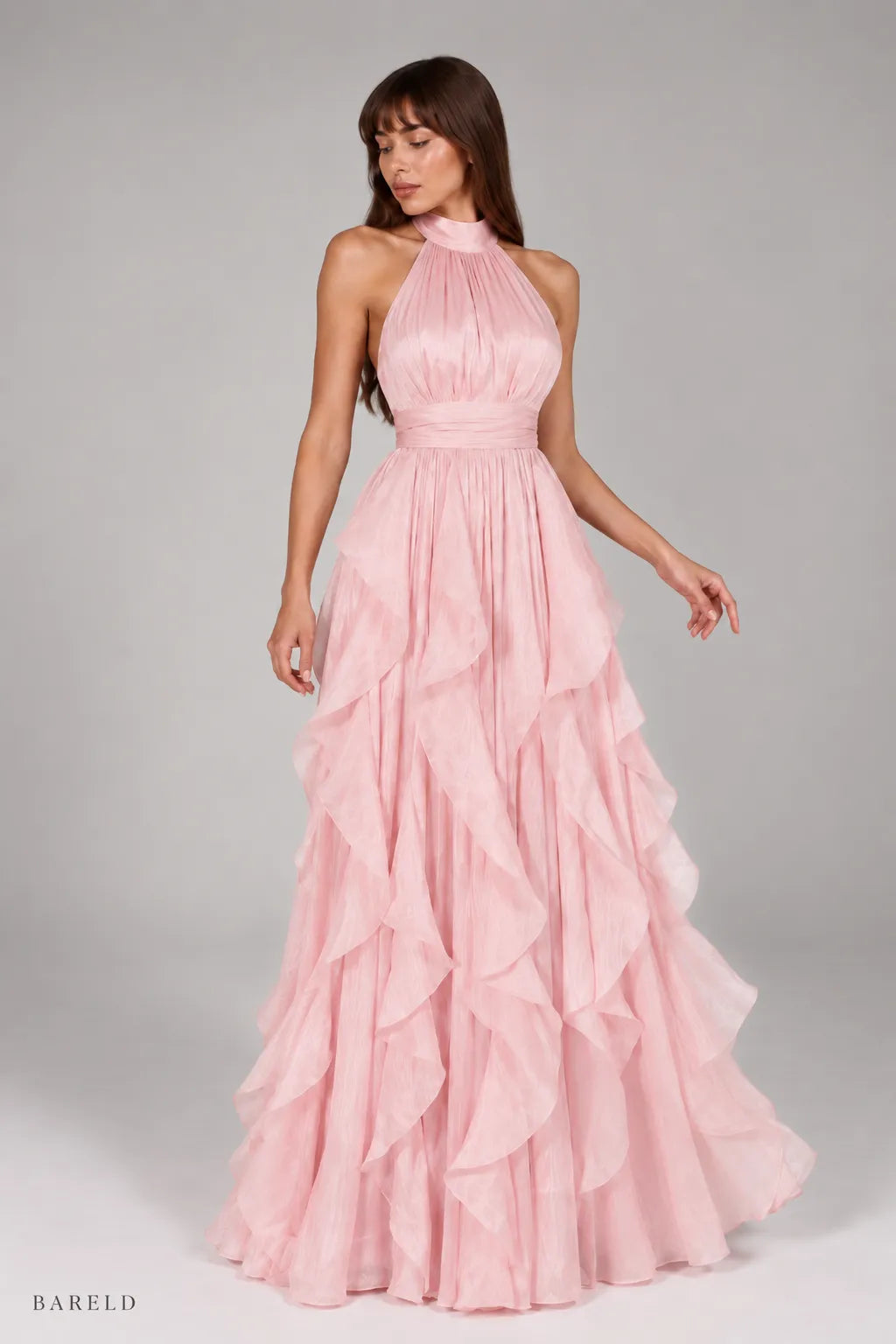 Halter Ruffle Maxi Dress