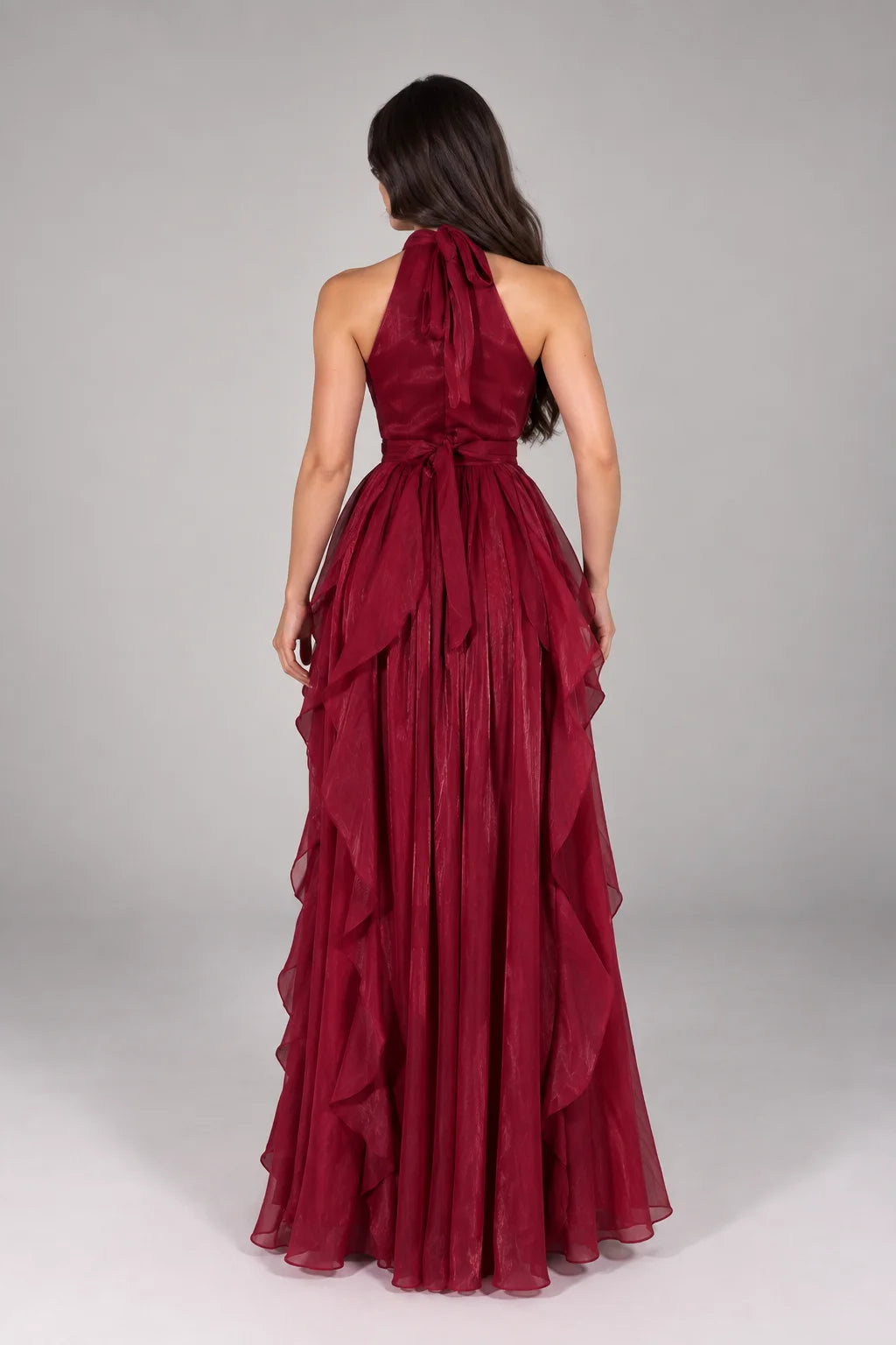 Halter Ruffle Maxi Dress