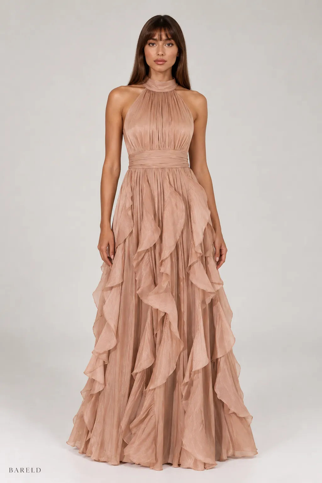 Halter Ruffle Maxi Dress