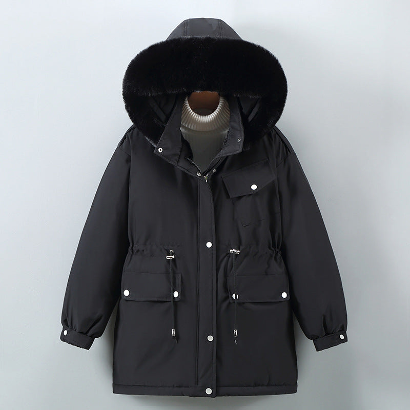 hooded fur jacket Black