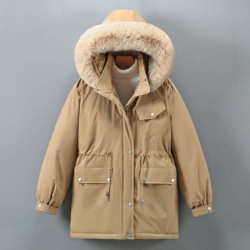 hooded fur jacket Khaki