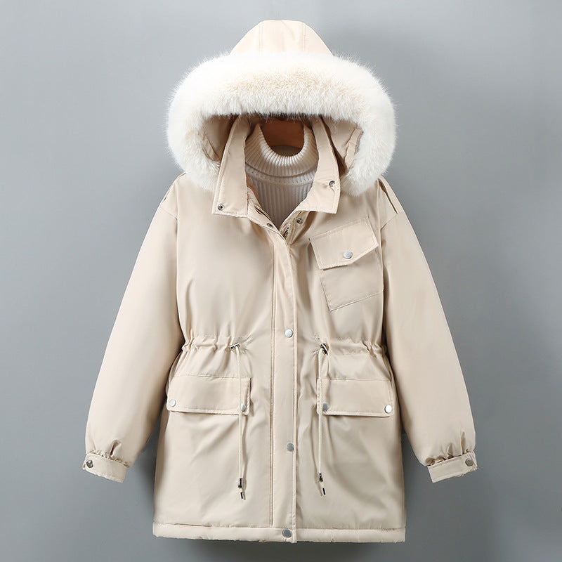 hooded fur jacket Creamy