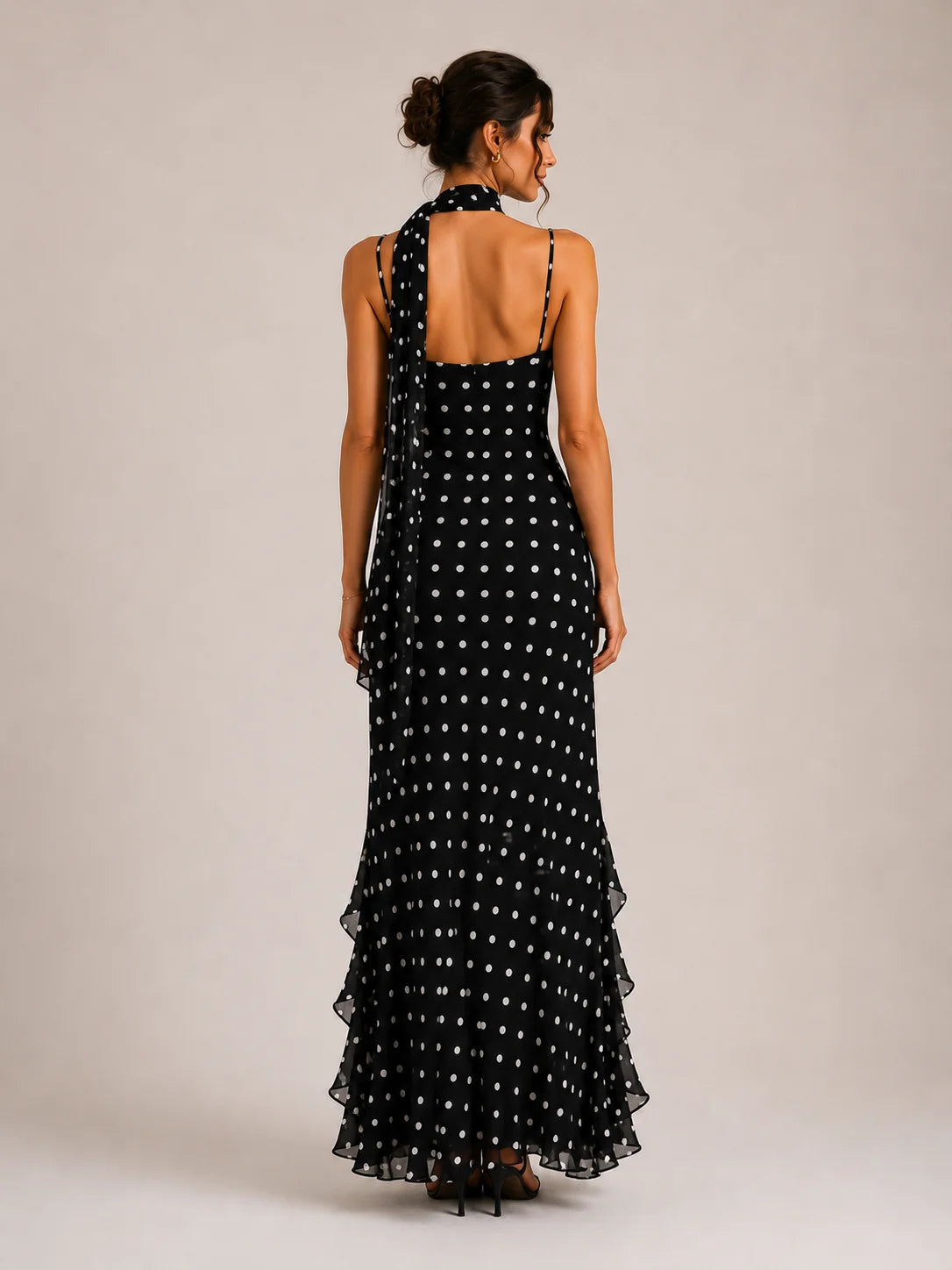Black Polka Dot Maxi Dress