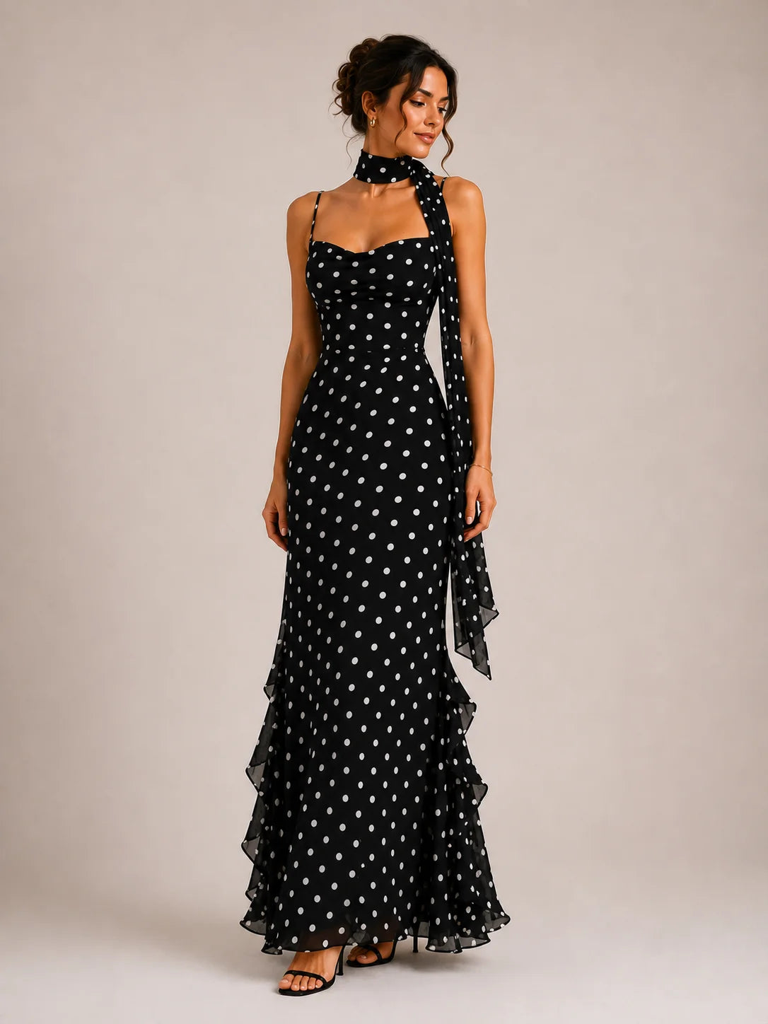 Black Polka Dot Maxi Dress